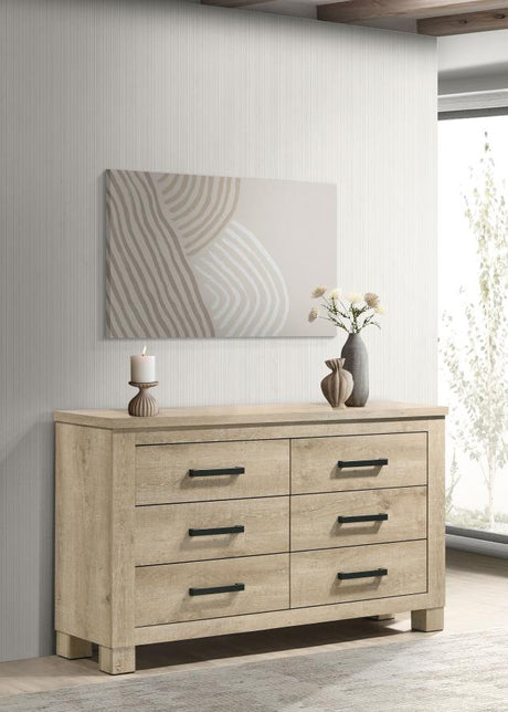 Oakglen 6-drawer Bedroom Dresser Weathered Oak - 225103