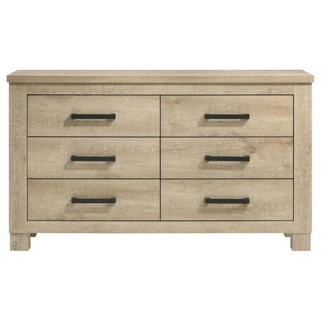 Oakglen 6-drawer Bedroom Dresser Weathered Oak - 225103