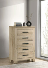 Oakglen 5-drawer Bedroom Chest of Drawers Weathered Oak - 225105