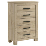 Oakglen 5-drawer Bedroom Chest of Drawers Weathered Oak - 225105