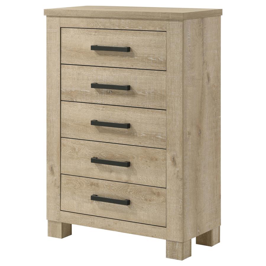 Oakglen 5-drawer Bedroom Chest of Drawers Weathered Oak - 225105