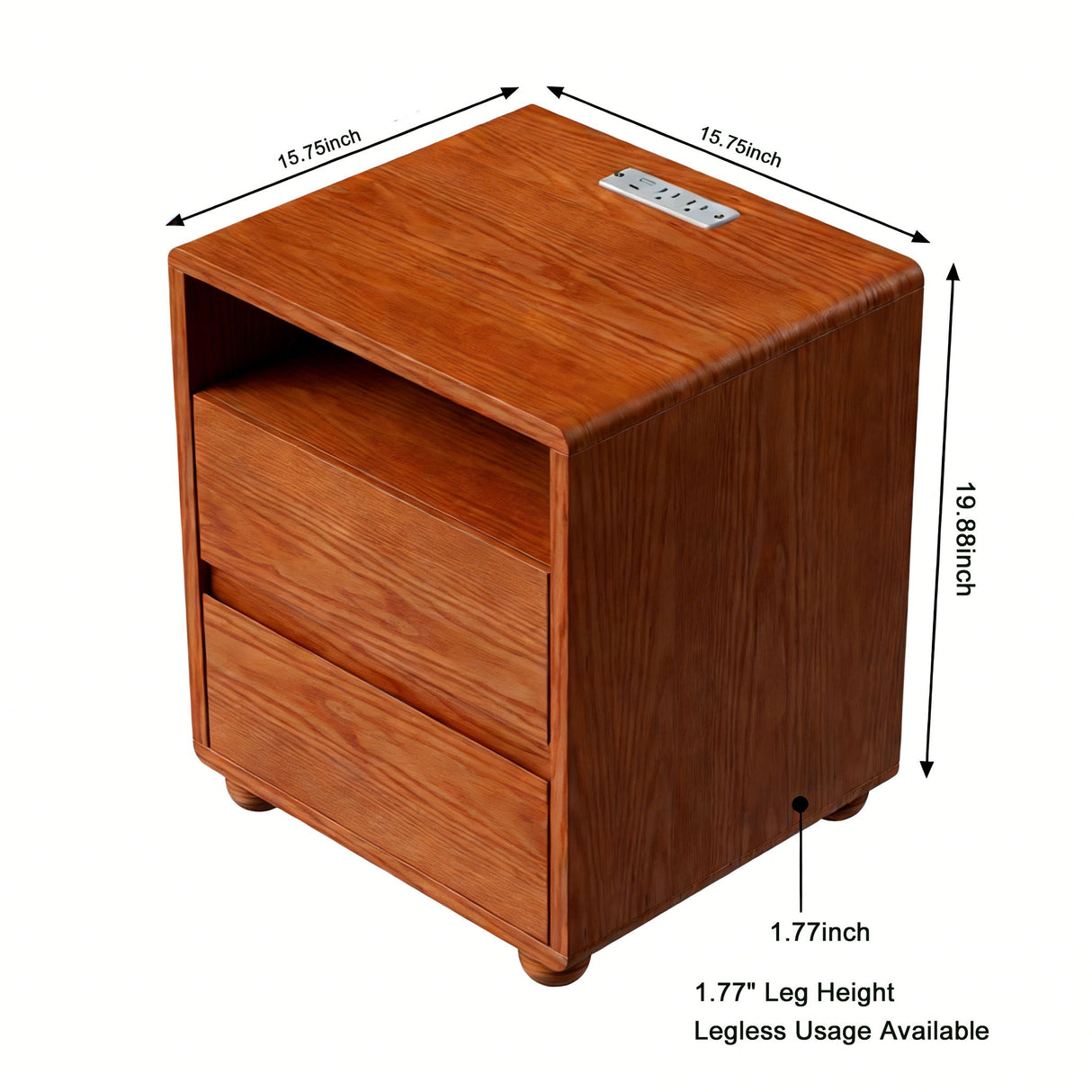Nightstand With 2 Drawers And Shelves
