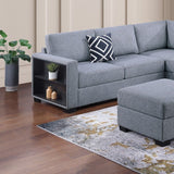 Contemporary Sectional Sofa 4 Piece Set With Built In Shelves L - Shaped Design