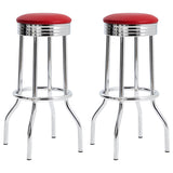 Retro Upholstered Metal Swivel Bar Stool Red (Set of 2) - 2299R