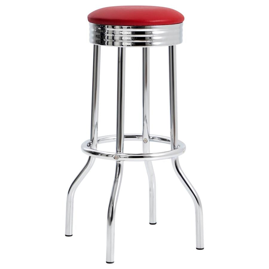 Retro Upholstered Metal Swivel Bar Stool Red (Set of 2) - 2299R