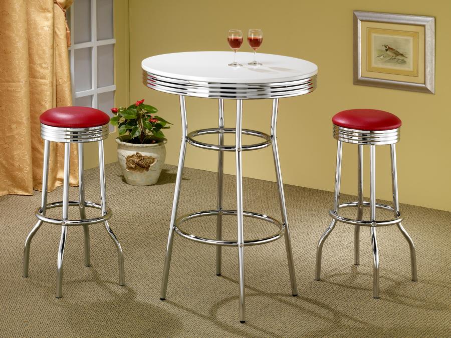 Retro Upholstered Metal Swivel Bar Stool Red (Set of 2) - 2299R