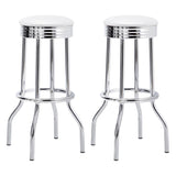 Retro Upholstered Metal Swivel Bar Stool White (Set of 2) - 2299W