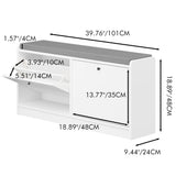 Shoe Storage Bench With Cushion, Entryway Organizer Cabinet For Hallway - White