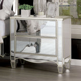 Nightstand With Mirror Panels - Silver