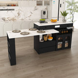 Kitchen Island With Extendable & Rotating Table