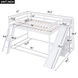 Bunk Bed With Ladder, Slide, And Shelves Pine Wood