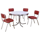Retro 5-piece Round Dining Table Set White and Red - 2388-S5R