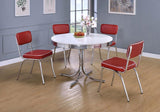 Retro 5-piece Round Dining Table Set White and Red - 2388-S5R