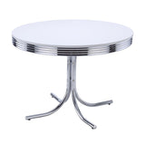 Retro 5-piece Round Dining Table Set White and Red - 2388-S5R