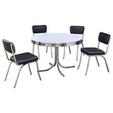 Retro 5-piece Round Dining Table Set White and Black - 2388-S5