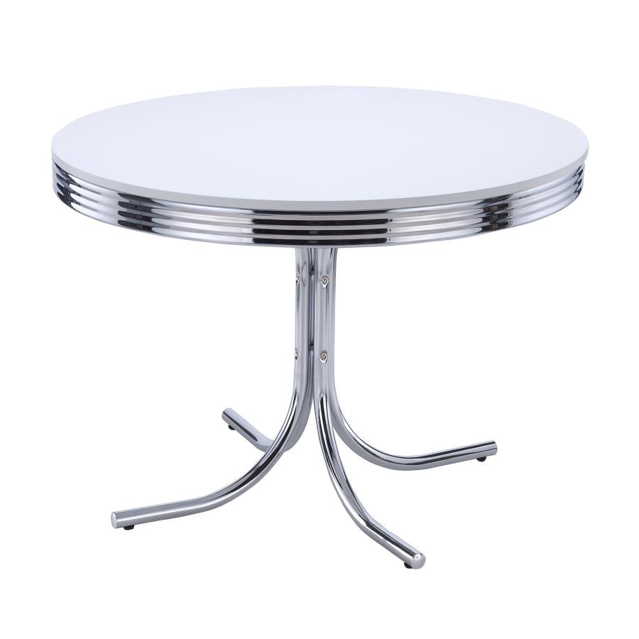 Retro 5-piece Round Dining Table Set White and Black - 2388-S5