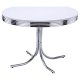 Retro Round 42-inch Wood Top Dining Table White and Chrome - 2388