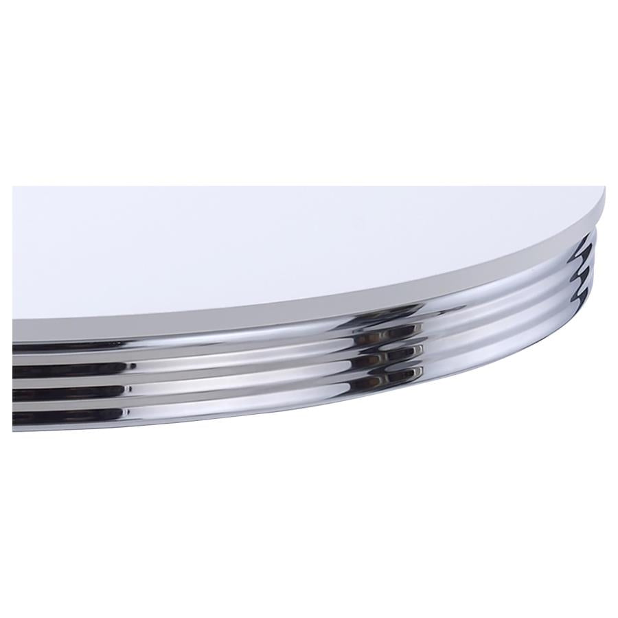Retro Round 42-inch Wood Top Dining Table White and Chrome - 2388
