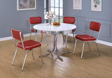 Retro Round 42-inch Wood Top Dining Table White and Chrome - 2388