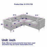 Oversized L - Shaped Corner Sofa, 5 Seater Sectional With 3 Cushions, Living Room Furniture - Orange