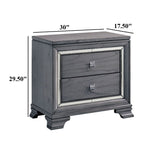 Nightstand With Mirror Trim - Light Gray