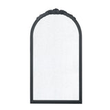 Hand Carved Rose Antique Mirror Frame, Wood Arch Mirror Wall Decor For Living Room