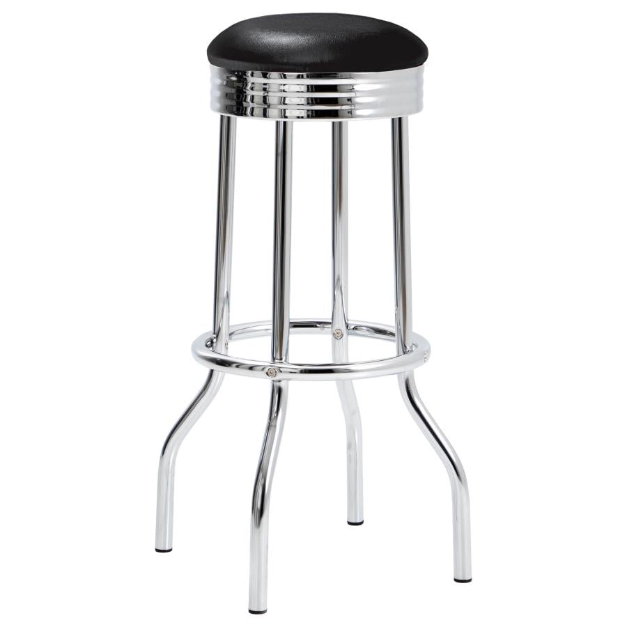 Retro Upholstered Metal Swivel Bar Stool Black (Set of 2) - 2408