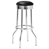 Retro Upholstered Metal Swivel Bar Stool Black (Set of 2) - 2408