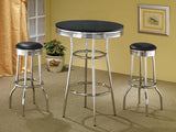 Retro Upholstered Metal Swivel Bar Stool Black (Set of 2) - 2408
