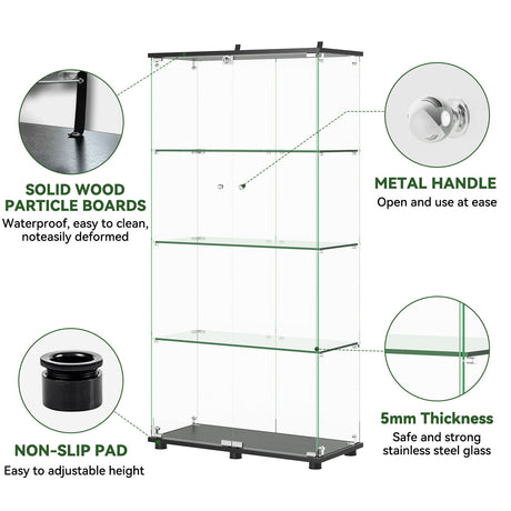 Display Cabinet With Shelf Double Doors And Lock