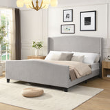 Platform Bed Frame With Tall Headboard And High Footboard