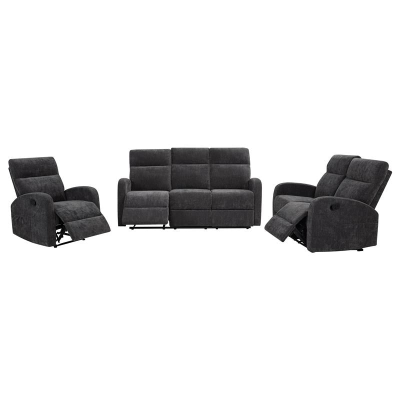 Hamilton Chenille Upholstered Manual Reclining Loveseat Charcoal Grey - 603375