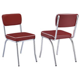 Retro Upholstered Dining Side Chair Red (Set of 2) - 2450R