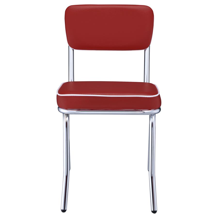 Retro Upholstered Dining Side Chair Red (Set of 2) - 2450R