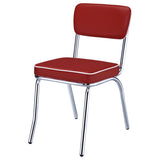 Retro Upholstered Dining Side Chair Red (Set of 2) - 2450R