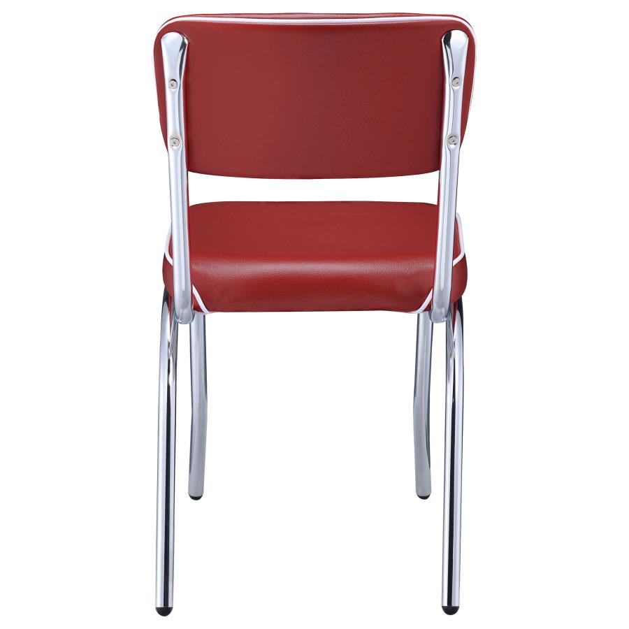 Retro Upholstered Dining Side Chair Red (Set of 2) - 2450R