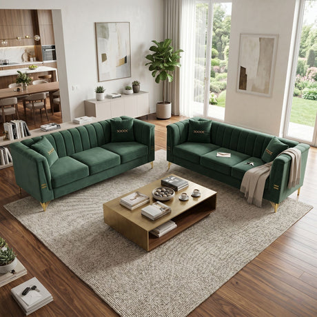 Upholstered 3 Seater Sofas Living Room Furniture (Set of 2)