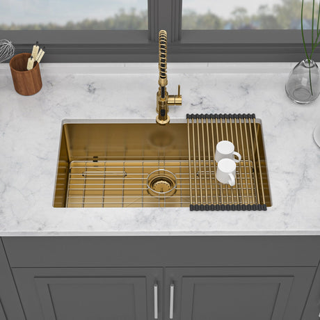 Finish Undermount Stainless Steel Kitchen Sink 32" X 19" 16 Gauge Deep Single Bowl