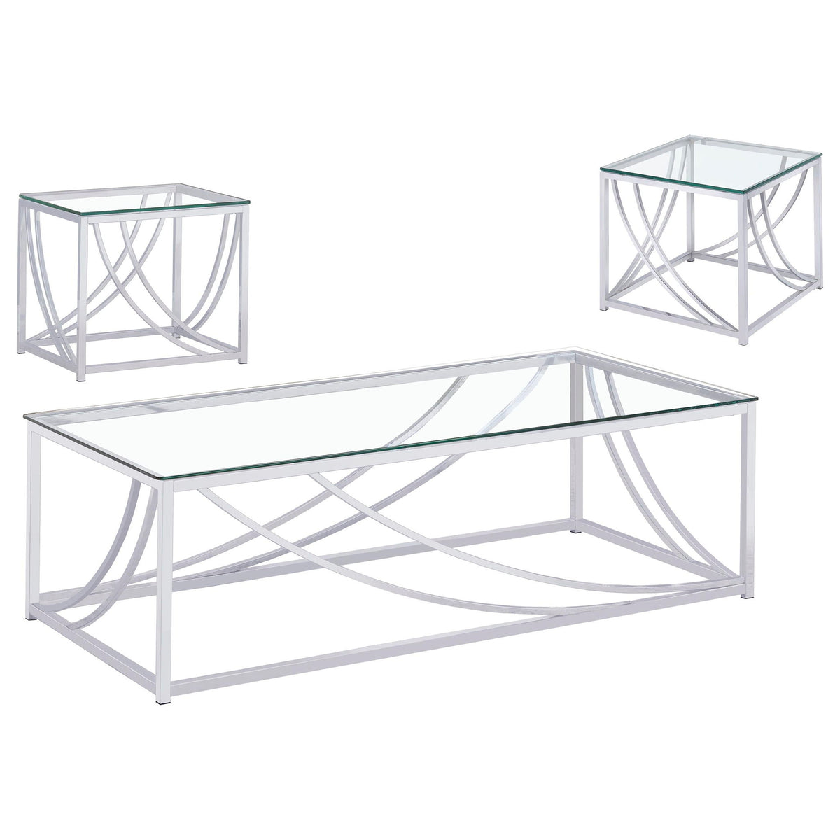 Kempton - 3 Piece Coffee And End Table Set - Chrome