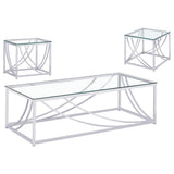 Kempton - 3 Piece Coffee And End Table Set - Chrome