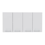 Wall Cabinet Four Doors, With Two Internal Shelves And Internal Plate And Glass Organizer - White