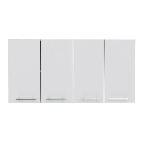 Wall Cabinet Four Doors, With Two Internal Shelves And Internal Plate And Glass Organizer - White