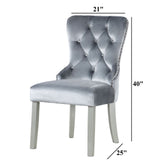 Upholstered Wingback Dining Chair (Set of 2) - Dark Gray / Silver