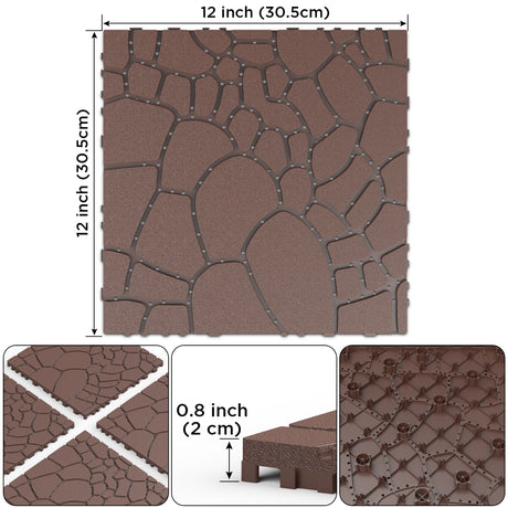 Stone Texture Patio Deck Tiles, 44 Pieces
