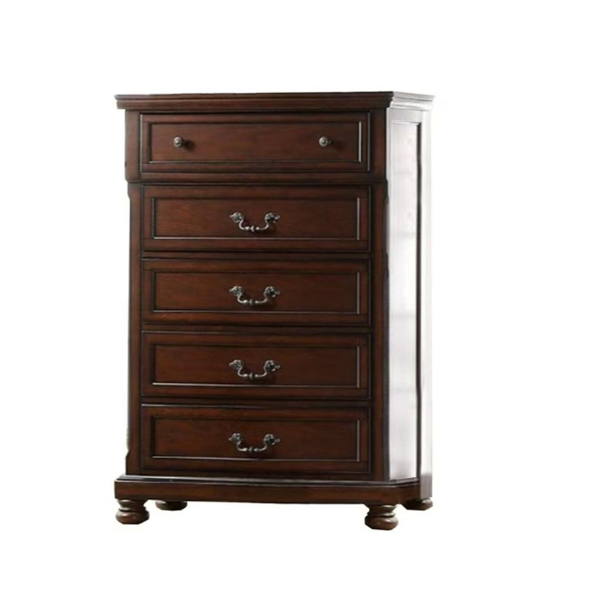 1 Piece Chest Bun Feet Pull Handles Round Knobs Bedroom Furniture - Cherry