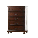 1 Piece Chest Bun Feet Pull Handles Round Knobs Bedroom Furniture - Cherry