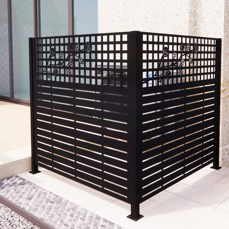 2 Panels Privacy Screen, Outdoor Privacy Panels, Trash Can Enclosure, Air Conditioner Fence - Black