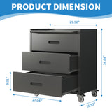 Heavy Duty Metal Storage Cabinet With Wheels 3 Drawer Tool Cabinet For Garage, Office, And Home Organizer Solutions