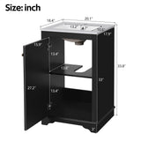 Bathroom Vanity With Sink, Freestanding Single Cabinet Set, Soft Close Door, Adjustable Shelf