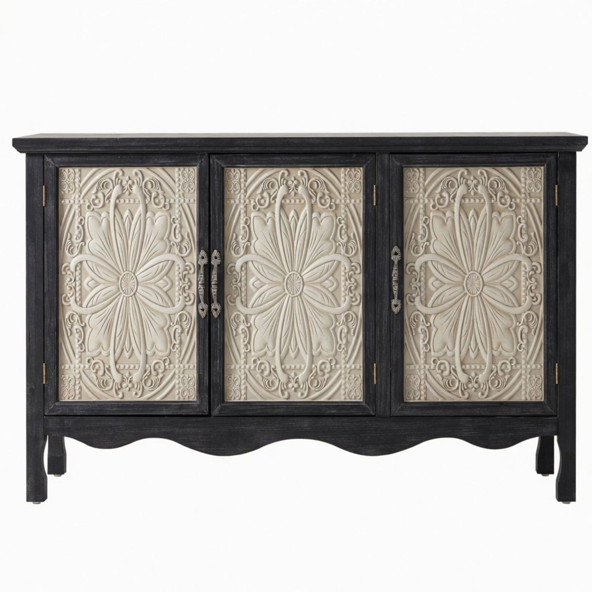 3 Door Sideboard Buffet Cabinet With Storage - Black